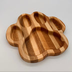 Wooden tray with a unique design on a light gray background