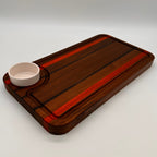 Brown rectangular tray with a cylindrical container on a white background